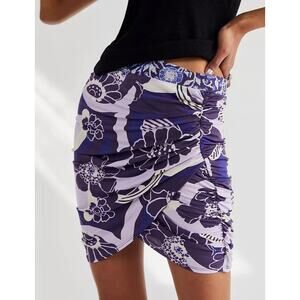 Free People She's Something Else Printed Mini Skirt in Plum